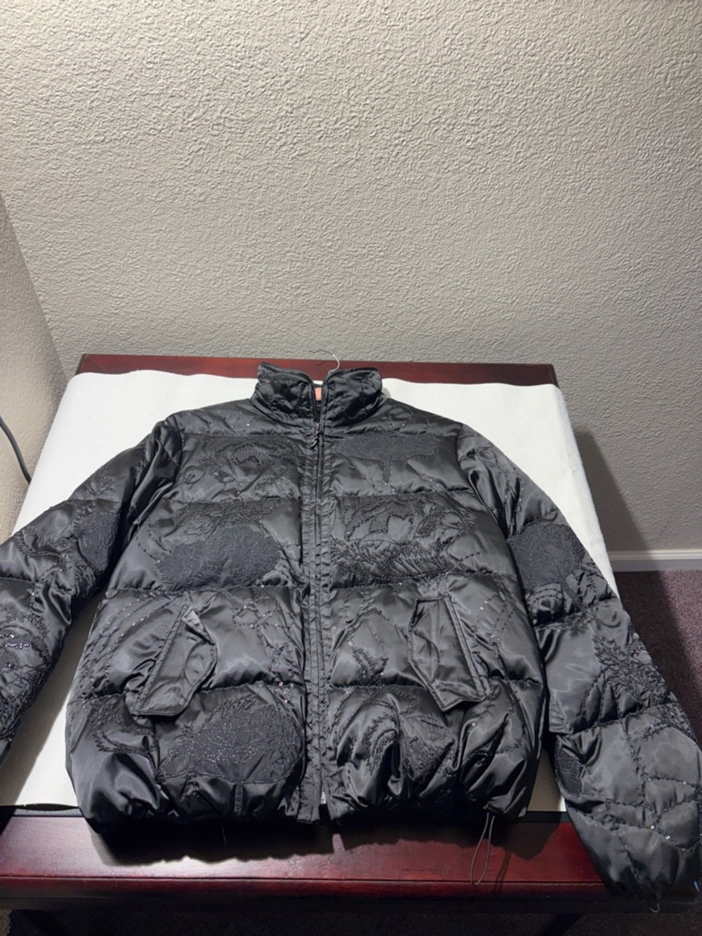 Sonia Bogner women's Black Quilted Puffer Jacket with Stand Collar